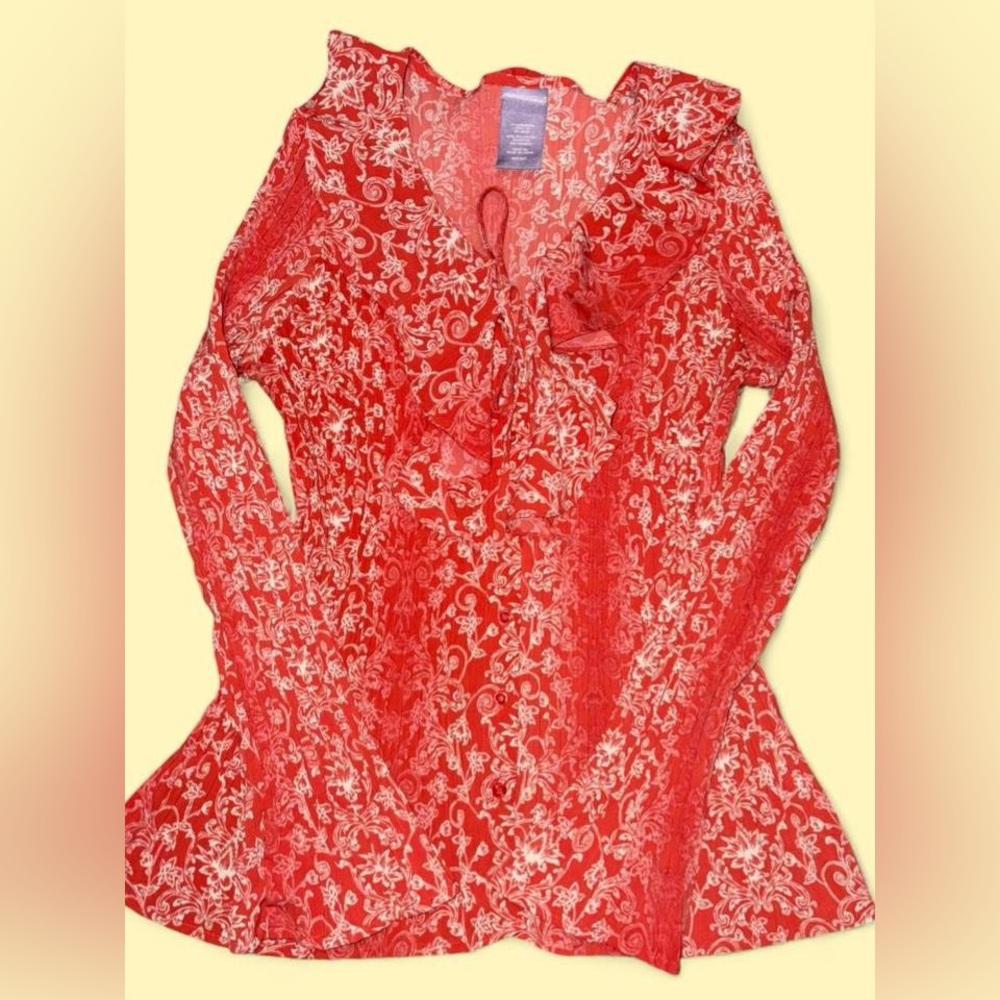 Vintage Laura Scott Floral Blouse with Flare Sleeves